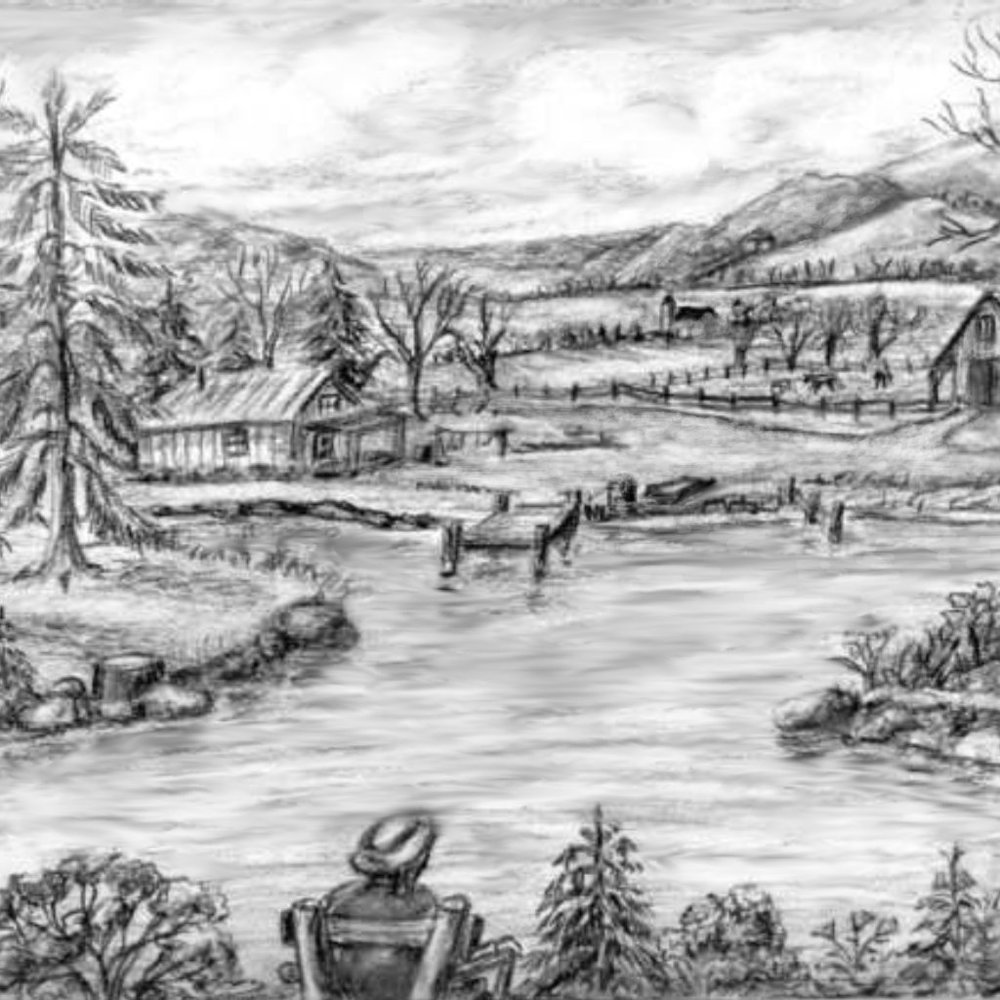 Fishing at the Farm by Ave Hurley Signed Original Art Prints 4" x 6" + ACEO Set